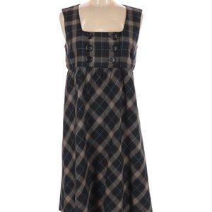 Sweet Sleeveless Plaid Dress w/Button Detail